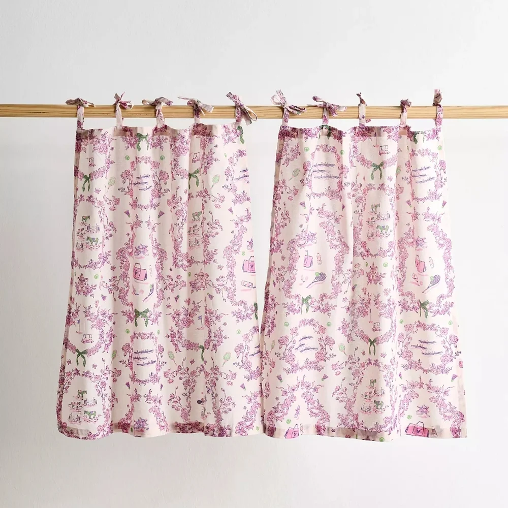 Urban Outfitters Pink Toile Cafe Curtains Set 2 NWT French Country Cottagecore